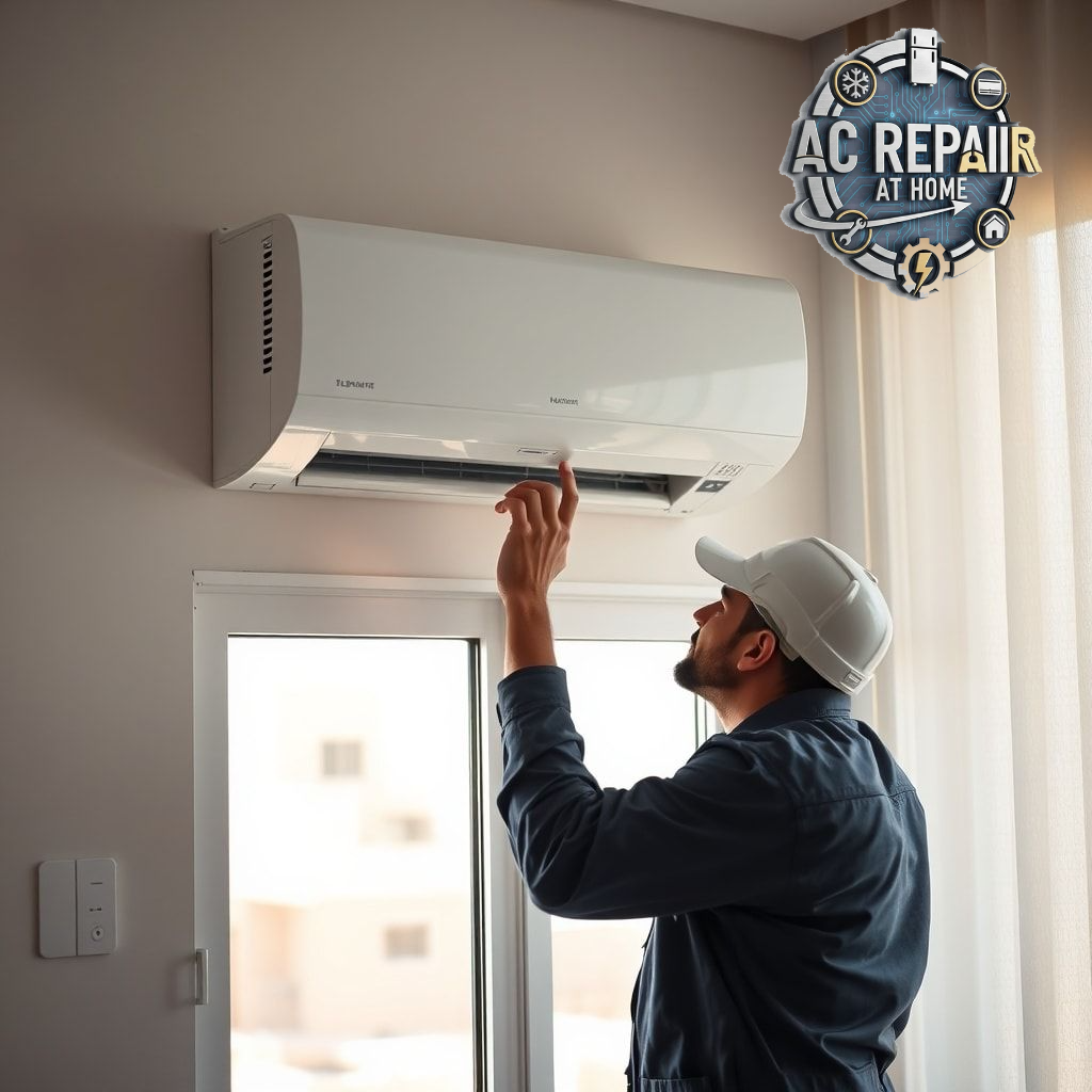 AC repair in Riyadh technician fixing wall-mounted split air conditioner