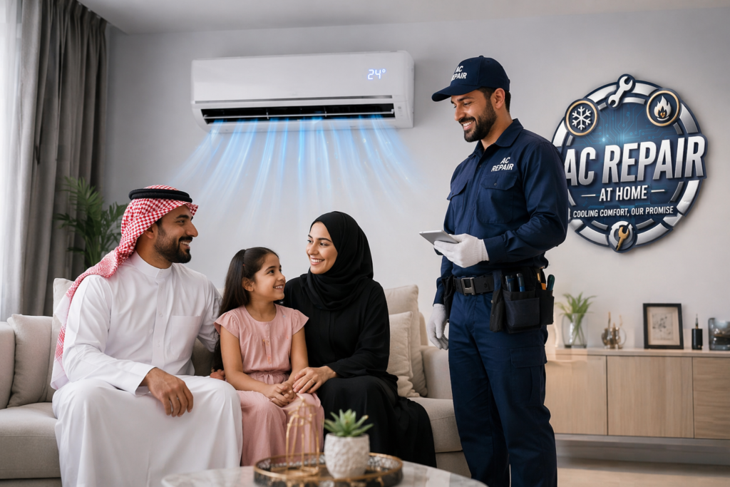 fast AC repair service in Riyadh 60 minute response with technician van moving in city for emergency AC repair
